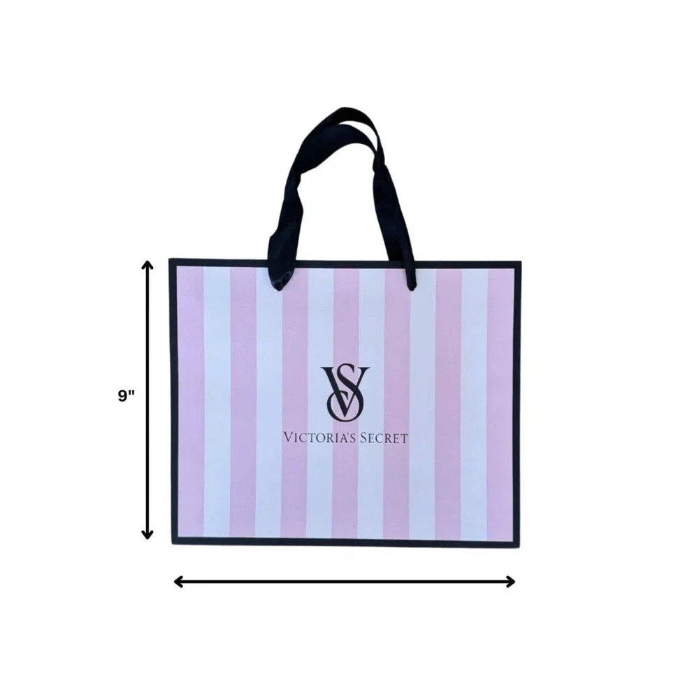 Victoria's Secret Pink Stripe Logo Medium Paper Shopping Gift Bag (set of 9)